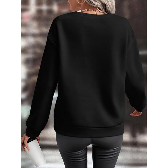 Womens Fleece Lined Y2k Graphic Fall Winter Sweatshirt Size Medium - Picture 2 of 7